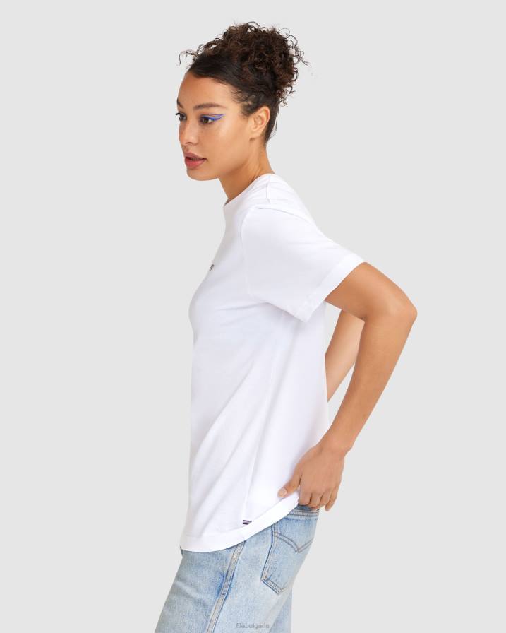 2HNL2465 бяло FILA унисекс класическа тениска 2 бели нишки