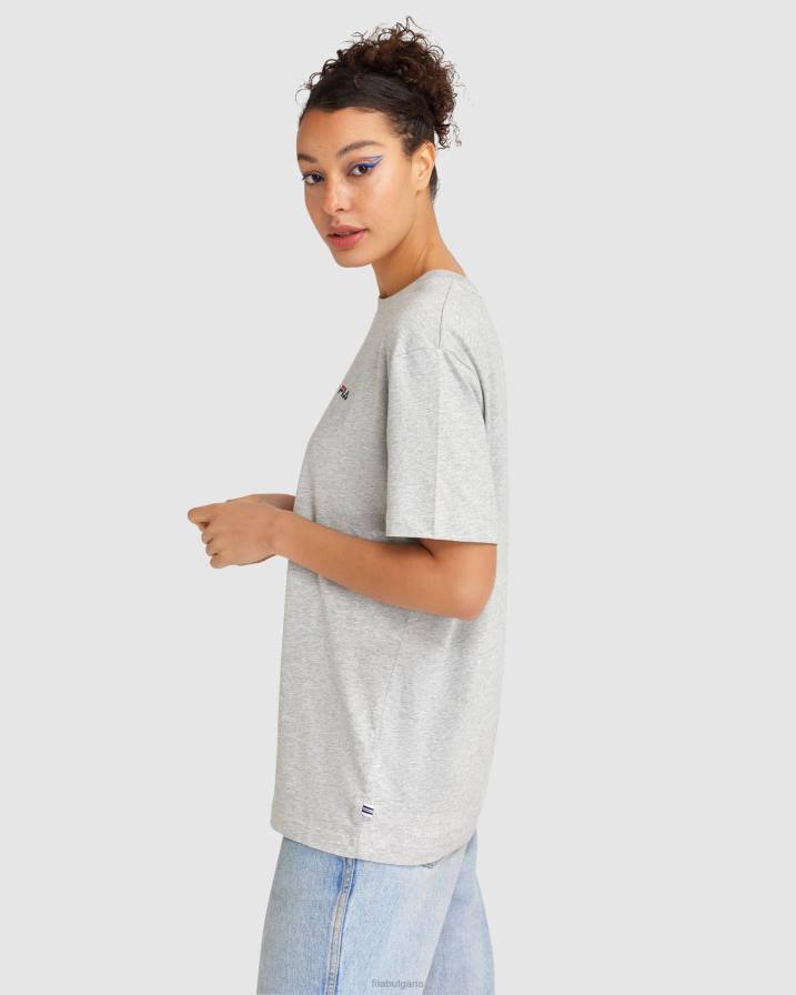 2HNL2475 сребърен мергел FILA унисекс класическа тениска от сребърен марл фила 2