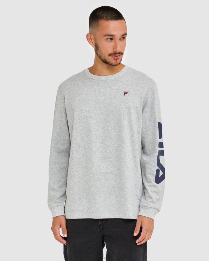 2HNL2501 сребърен мергел FILA класическа мъжка тениска с дълъг ръкав сребърна мраморна фила