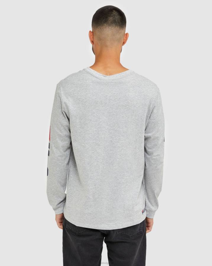 2HNL2501 сребърен мергел FILA класическа мъжка тениска с дълъг ръкав сребърна мраморна фила