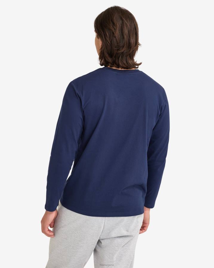 2HNL2547 нов флот FILA нова мъжка тениска тип l/s в синьо