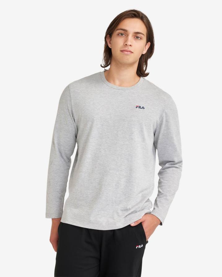 2HNL2552 сребърен мергел FILA мъжка базова тениска l/s fila silver marle