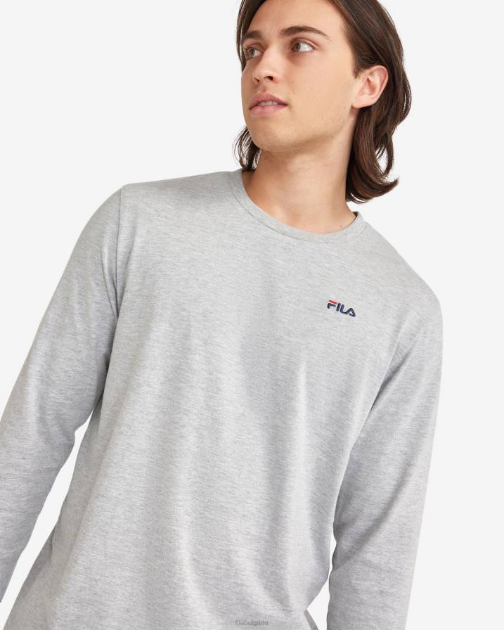 2HNL2552 сребърен мергел FILA мъжка базова тениска l/s fila silver marle