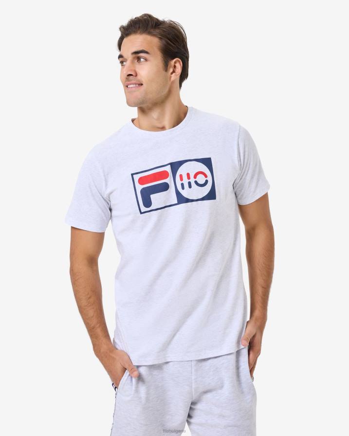 2HNL2572 светлосив мергел FILA fila светло сива мраморна унисекс юбилейна тениска