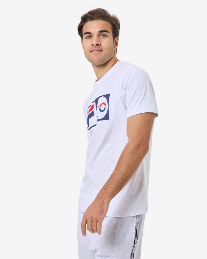 2HNL2572 светлосив мергел FILA fila светло сива мраморна унисекс юбилейна тениска