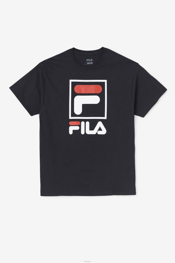 2HNL304 черно/бяло/червено FILA черна/бяла/червена подредена тениска fila