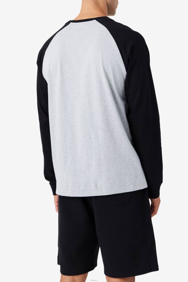 2HNL308 светлосив мергел/черен FILA Чет реглан тениска фила светло сиво мергелно/черно