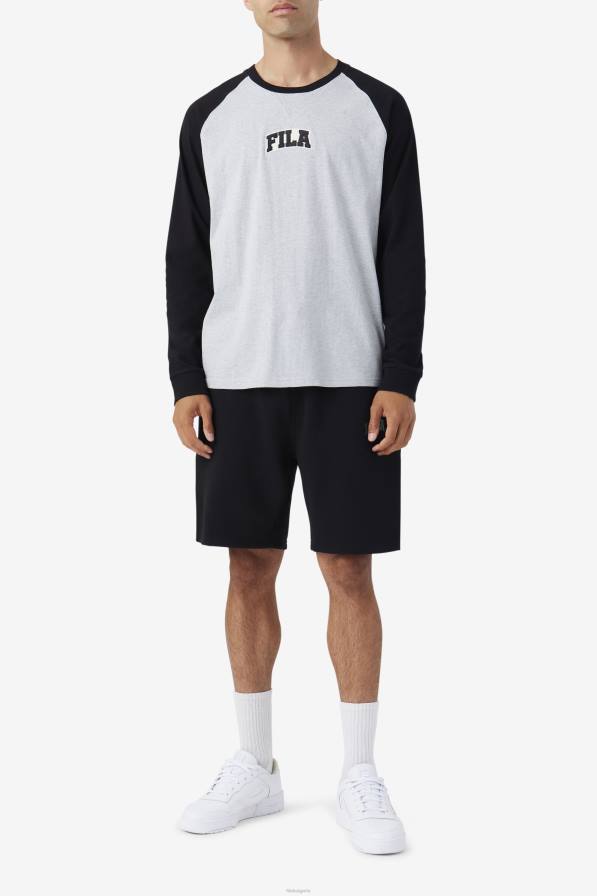 2HNL308 светлосив мергел/черен FILA Чет реглан тениска фила светло сиво мергелно/черно