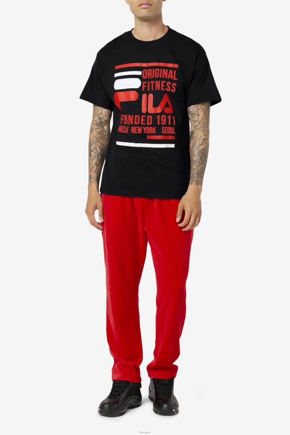 2HNL349 черно/червено/бяло FILA fila оригинална тениска за фитнес черна/червена/бяла