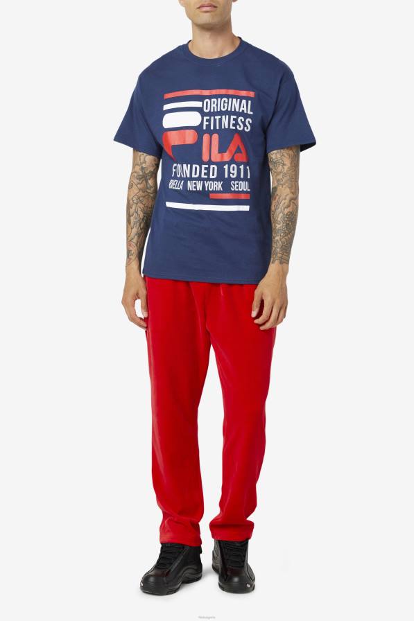 2HNL353 тъмносиньо/червено/бяло FILA оригинална тениска за фитнес тъмно/червено/бяло fila