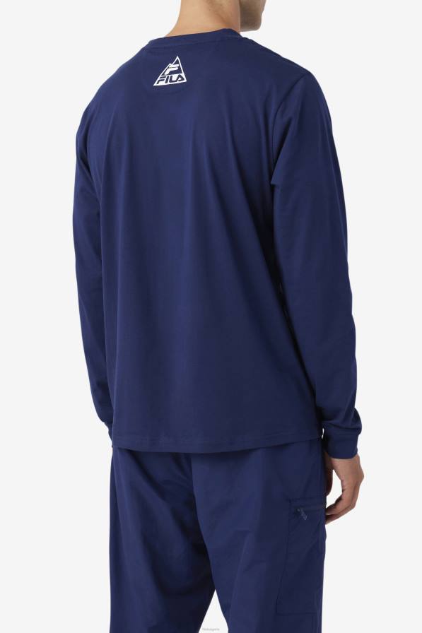 2HNL406 флот/ледена вода/чапла чапла FILA тениска с дълъг ръкав fila navy/iced aqua/egret kare