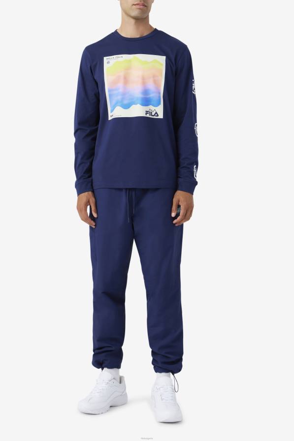 2HNL406 флот/ледена вода/чапла чапла FILA тениска с дълъг ръкав fila navy/iced aqua/egret kare