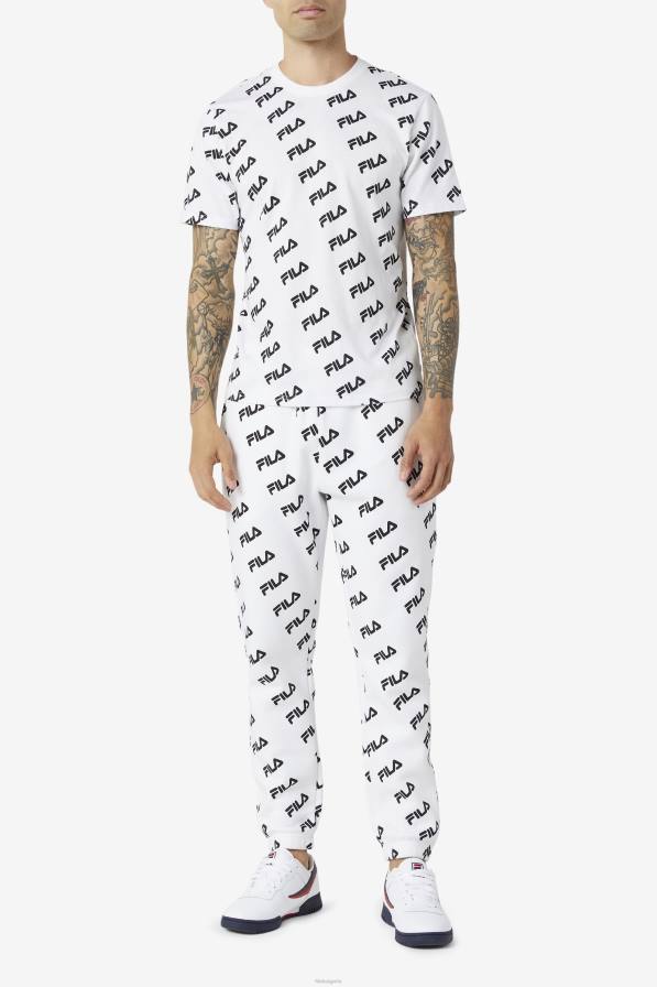 2HNL407 бял черен FILA тениска с диагонално лого бяла/черна фила