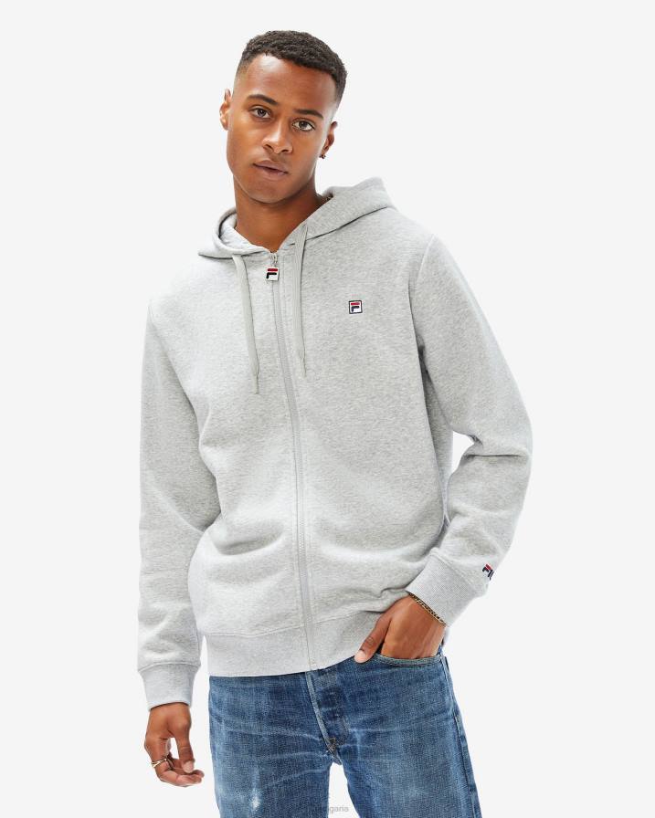 2HNL2645 сребърен мергел FILA унисекс значка 2.0 качулка с цип silver marle fila