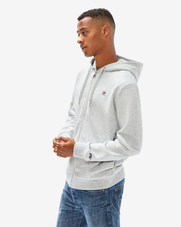 2HNL2645 сребърен мергел FILA унисекс значка 2.0 качулка с цип silver marle fila