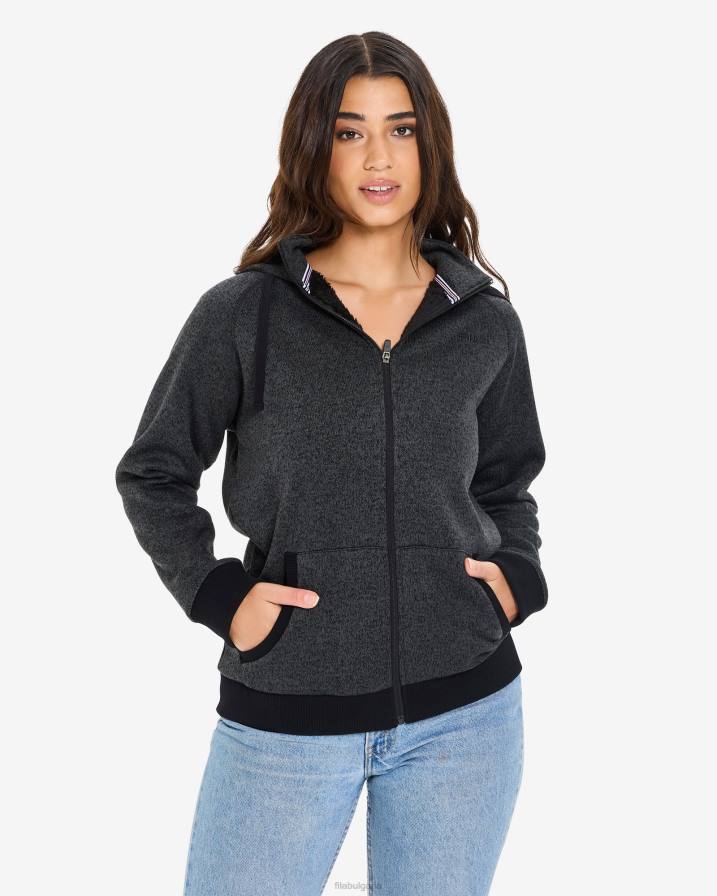 2HNL2651 черен мергел FILA унисекс романско яке с цип черна мраморна фила