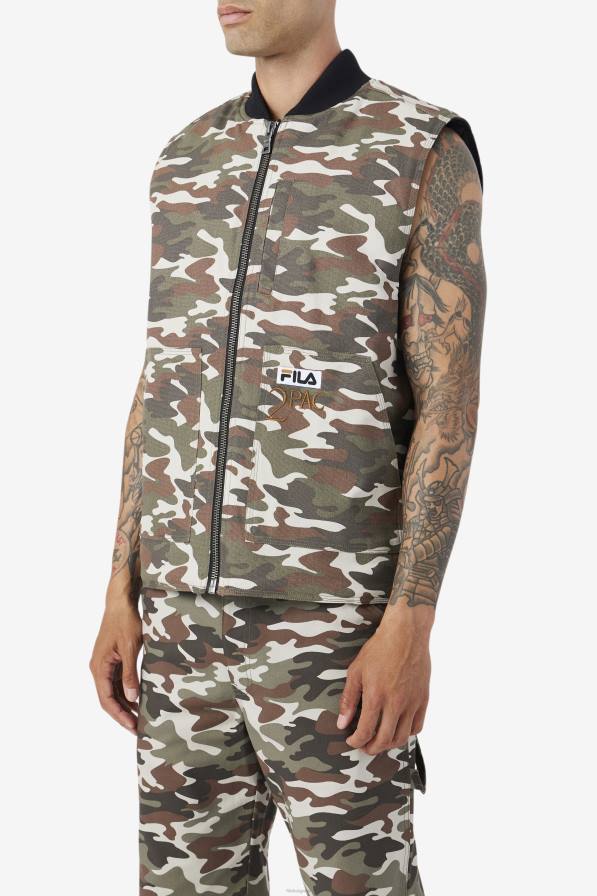 2HNL778 камуфлажен печат/черен FILA fila camo print/черна жилетка 2pac
