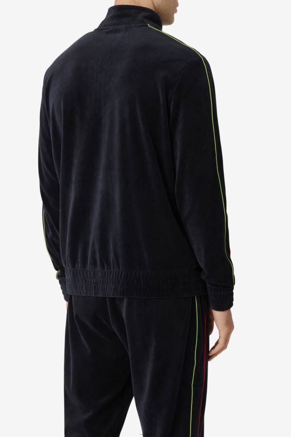 2HNL812 черно/червено/горско зелено FILA велурено яке deverall fila black/red/forest green