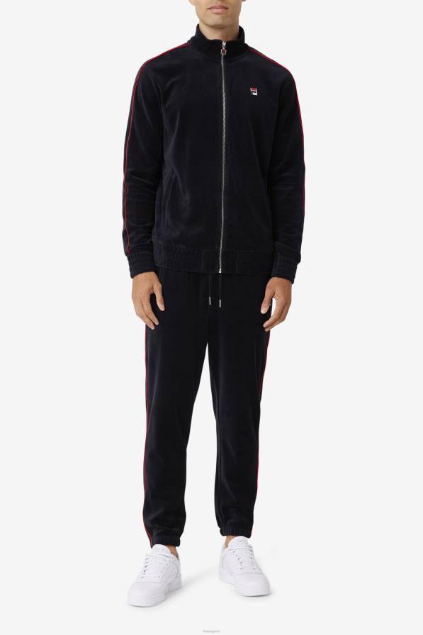 2HNL812 черно/червено/горско зелено FILA велурено яке deverall fila black/red/forest green