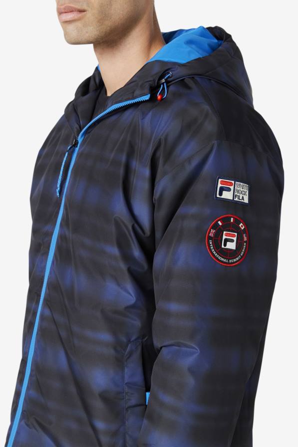 2HNL891 синя сянка проверка FILA blue shadow check fila beta puffer яке
